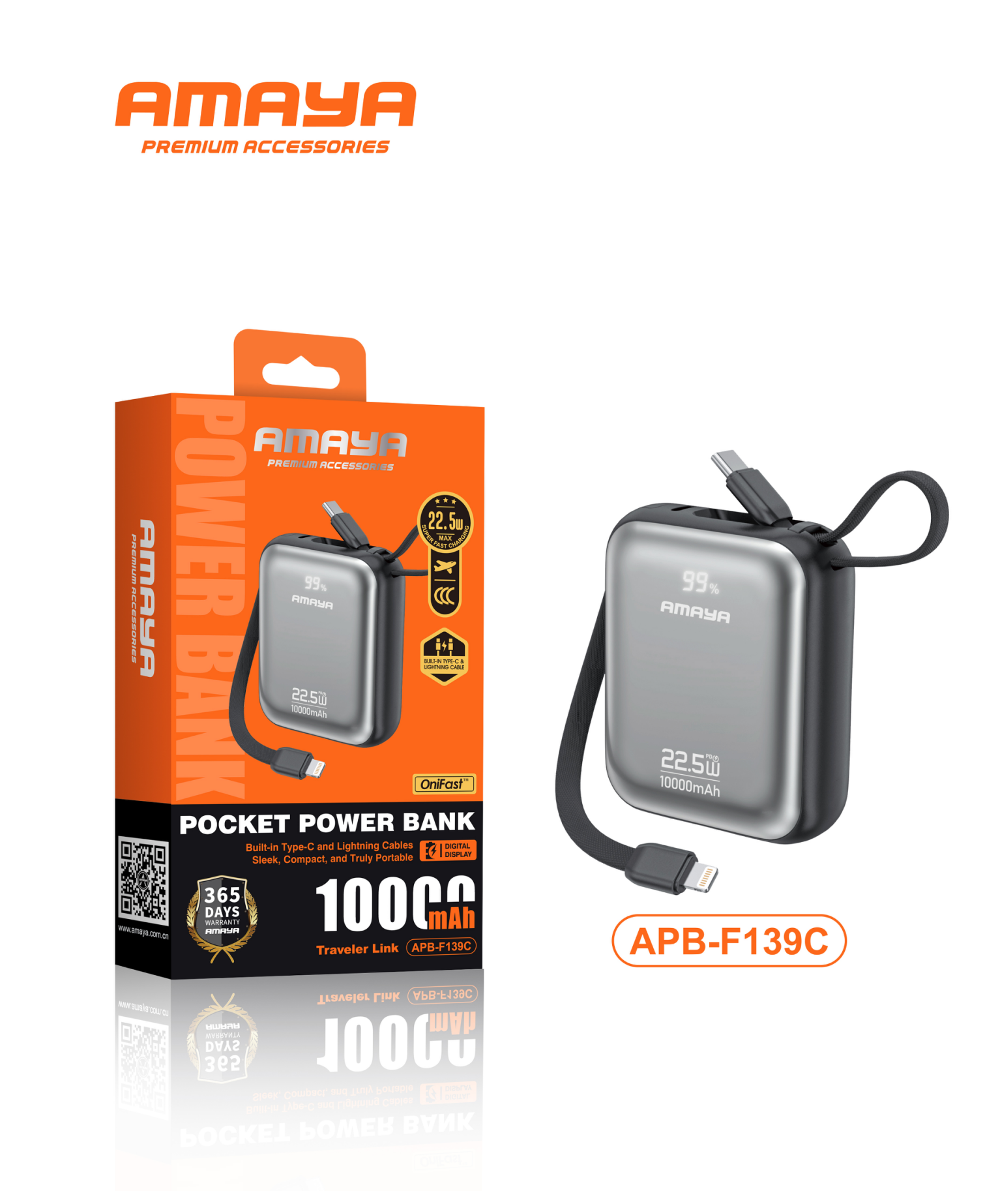 AMAYA APB-F139C power bank with retail packaging
